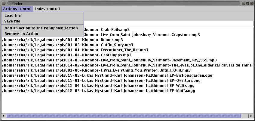 Action control menu