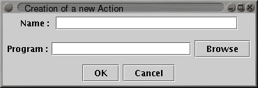 Action creation dialog box