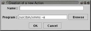 Action creation dialog box
