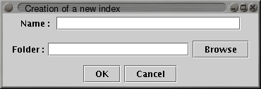 New indexation dialog box